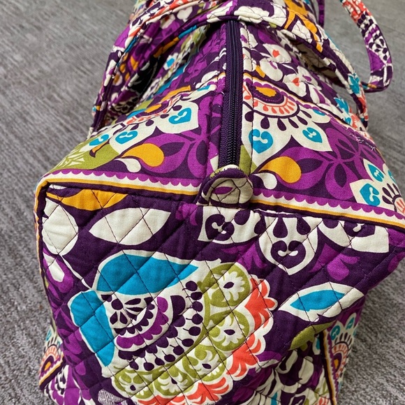 Vera Bradley Plum Crazy Paisley Pattern Large Travel Duffel - Picture 3 of 6